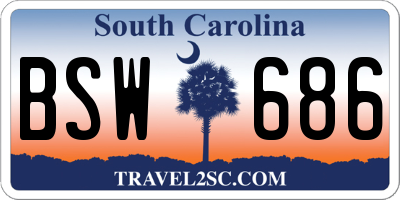 SC license plate BSW686