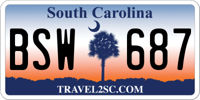 SC license plate BSW687