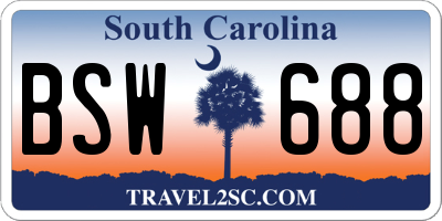 SC license plate BSW688