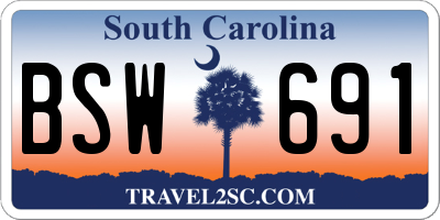 SC license plate BSW691