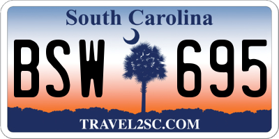 SC license plate BSW695