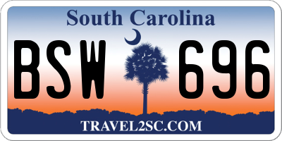 SC license plate BSW696