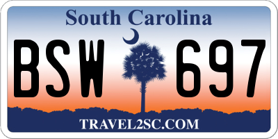 SC license plate BSW697