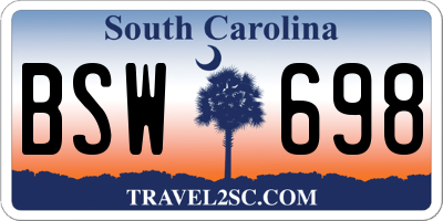 SC license plate BSW698