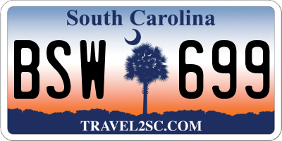 SC license plate BSW699