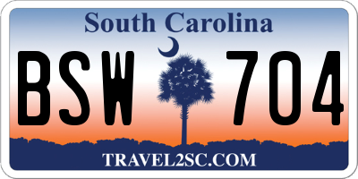 SC license plate BSW704