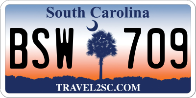 SC license plate BSW709