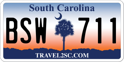 SC license plate BSW711
