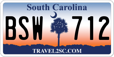 SC license plate BSW712