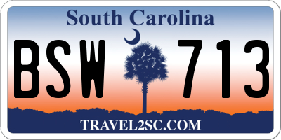 SC license plate BSW713
