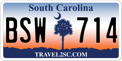 SC license plate BSW714