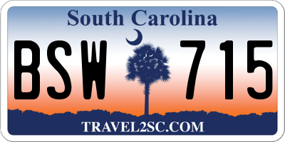 SC license plate BSW715