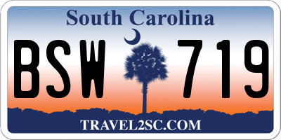 SC license plate BSW719