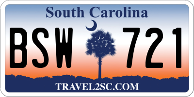 SC license plate BSW721
