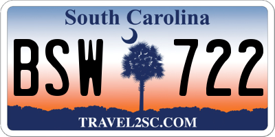 SC license plate BSW722