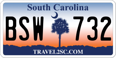 SC license plate BSW732