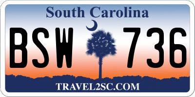 SC license plate BSW736