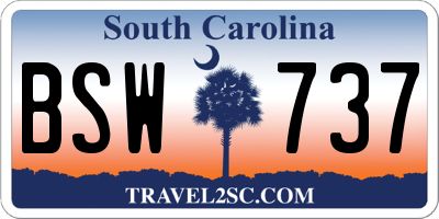 SC license plate BSW737