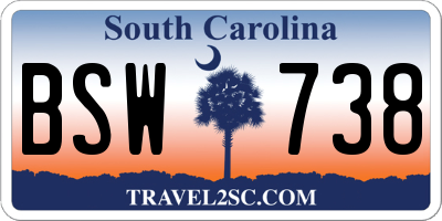SC license plate BSW738