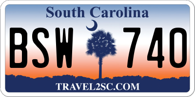 SC license plate BSW740