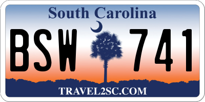 SC license plate BSW741