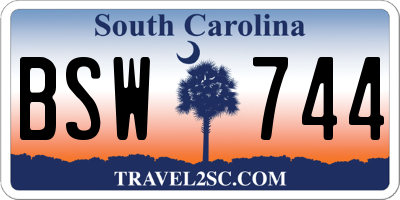 SC license plate BSW744