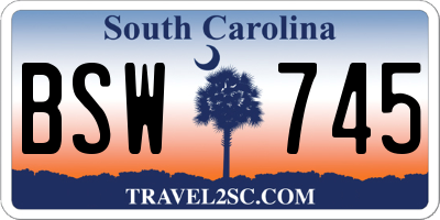 SC license plate BSW745