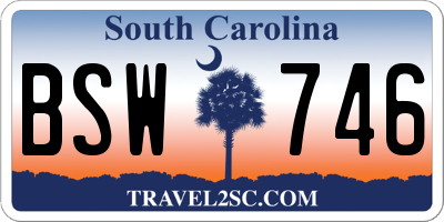SC license plate BSW746