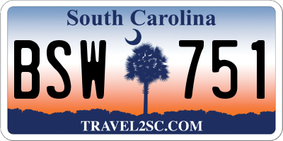 SC license plate BSW751