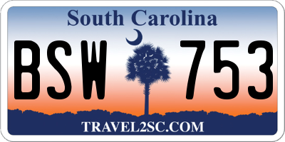 SC license plate BSW753