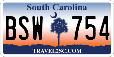 SC license plate BSW754