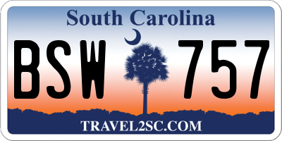 SC license plate BSW757