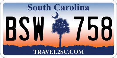 SC license plate BSW758