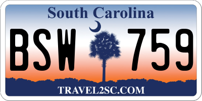 SC license plate BSW759
