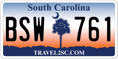 SC license plate BSW761