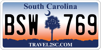 SC license plate BSW769