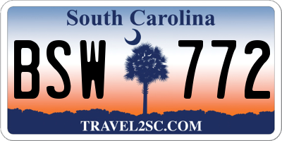 SC license plate BSW772