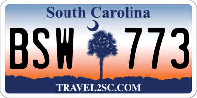 SC license plate BSW773