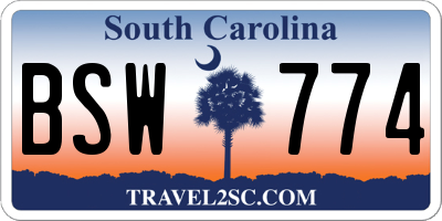 SC license plate BSW774