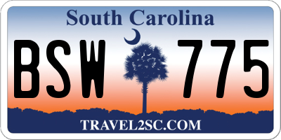 SC license plate BSW775