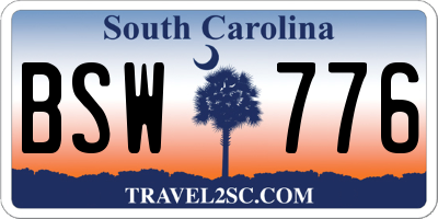 SC license plate BSW776