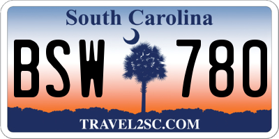 SC license plate BSW780