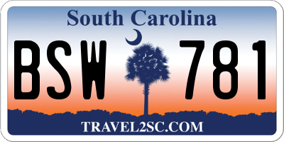 SC license plate BSW781