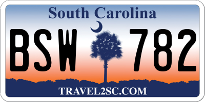 SC license plate BSW782
