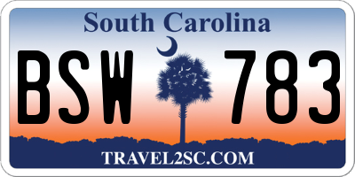 SC license plate BSW783