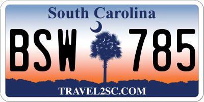 SC license plate BSW785
