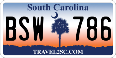 SC license plate BSW786