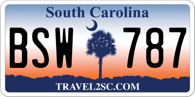 SC license plate BSW787