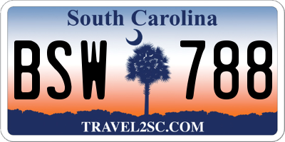 SC license plate BSW788