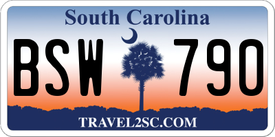 SC license plate BSW790